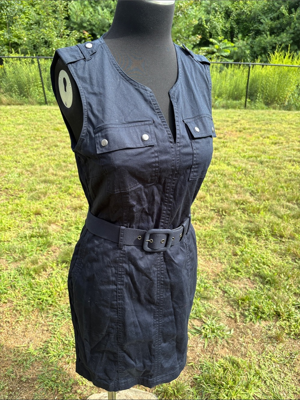 Banana Republic Dark Navy Sleeveless Belted Utility Dress